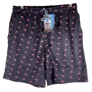Biwisy Men's Swim Trunks DOLPHON Print Drawstring Waist Swimsuit Shorts Size S